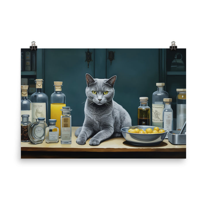 Russian Blue Pharmacist Photo paper poster - PosterfyAI.com