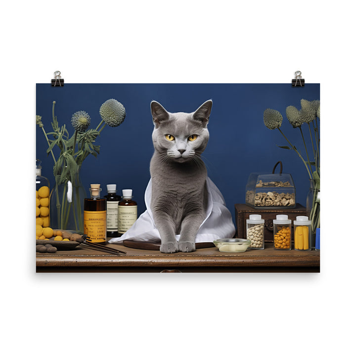 Russian Blue Pharmacist Photo paper poster - PosterfyAI.com