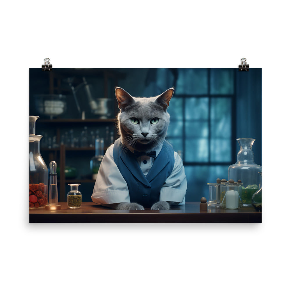 Russian Blue Pharmacist Photo paper poster - PosterfyAI.com