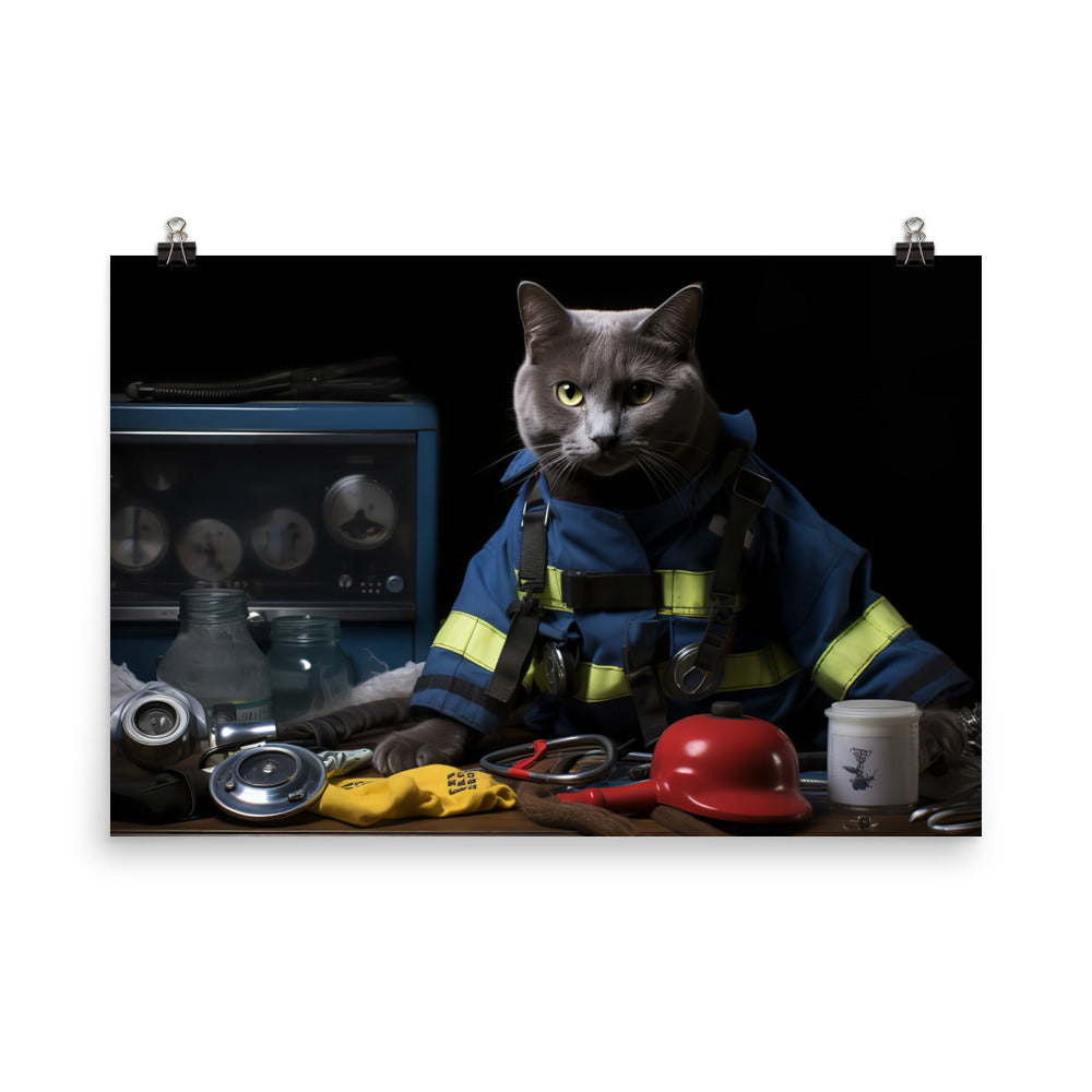 Russian Blue Paramedic Photo paper poster - PosterfyAI.com