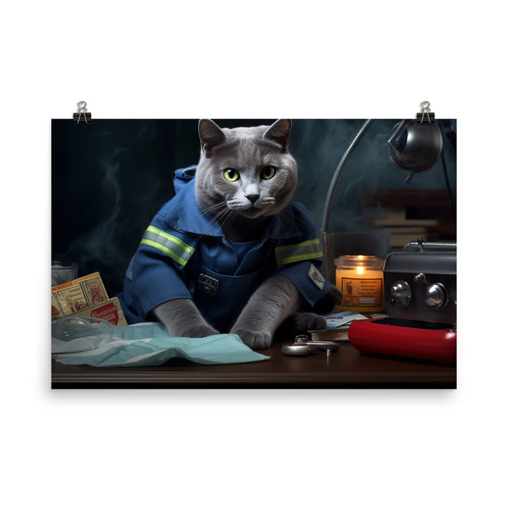 Russian Blue Paramedic Photo paper poster - PosterfyAI.com