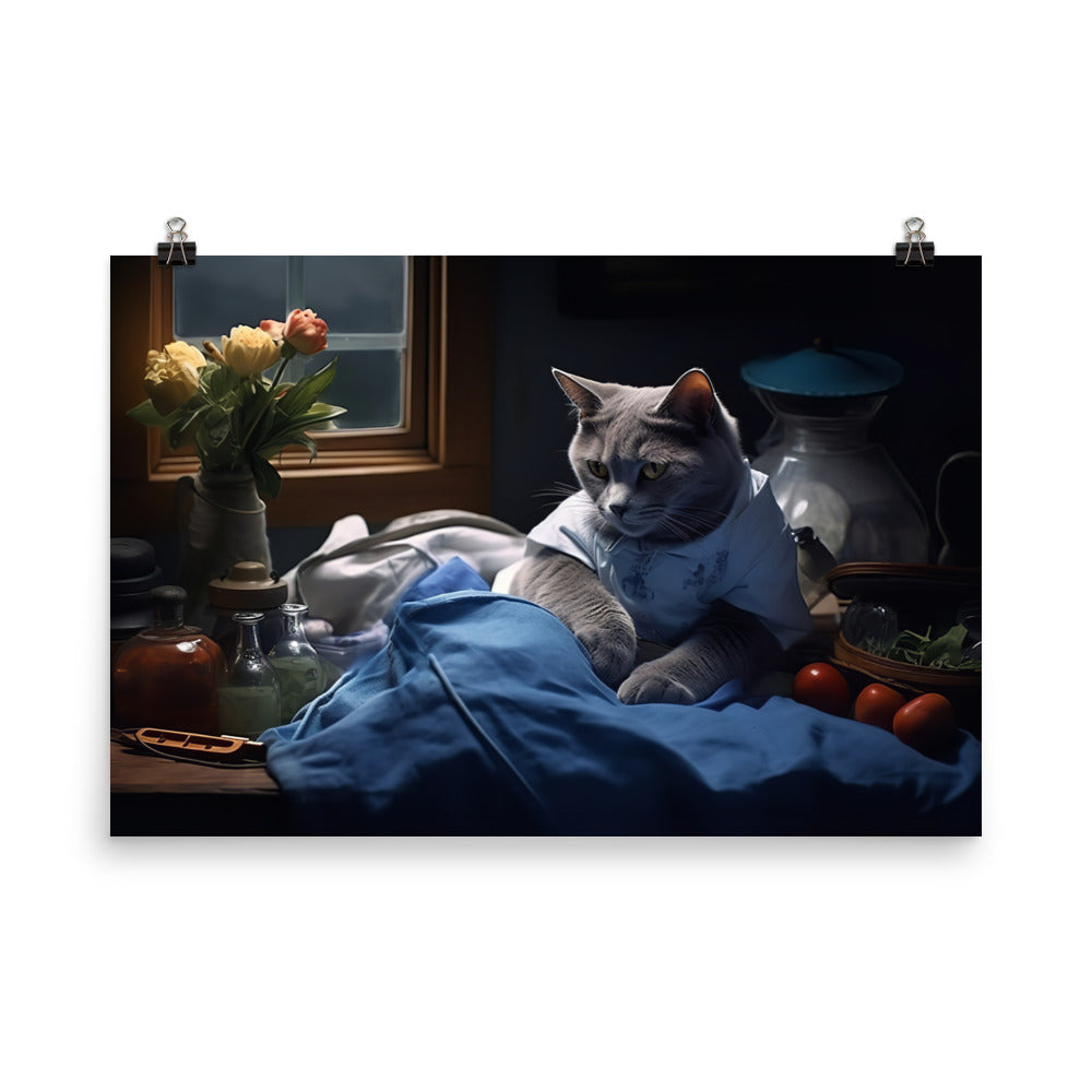 Russian Blue Nurse Photo paper poster - PosterfyAI.com