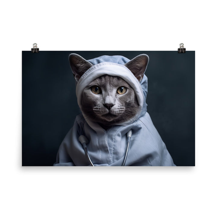 Russian Blue Nurse Photo paper poster - PosterfyAI.com