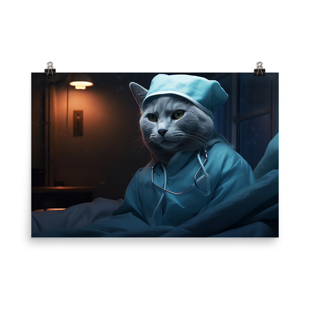 Russian Blue Nurse Photo paper poster - PosterfyAI.com