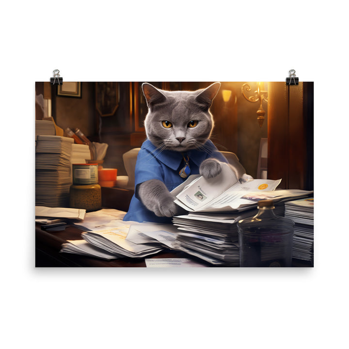Russian Blue Mail Carrier Photo paper poster - PosterfyAI.com