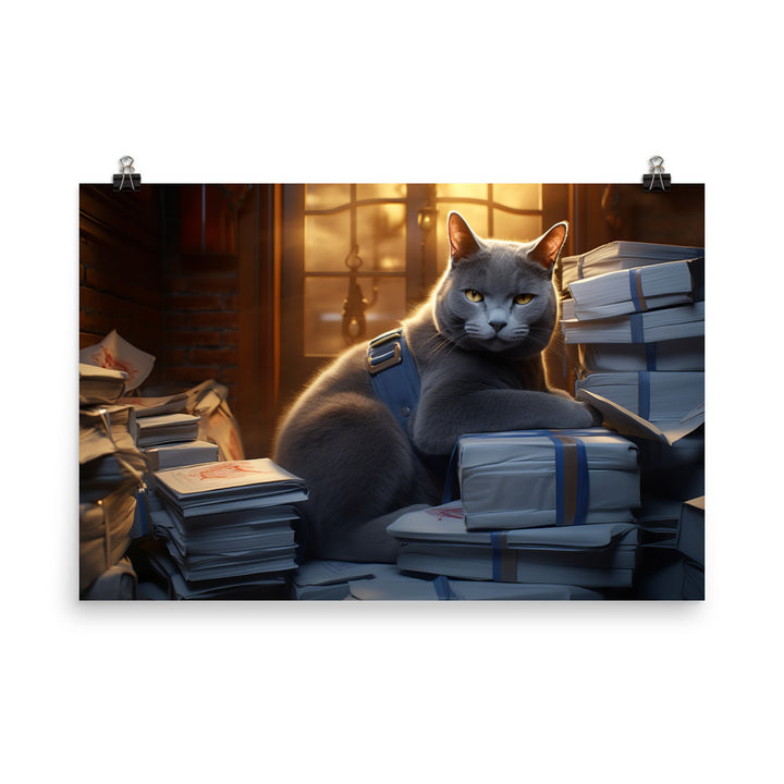 Russian Blue Mail Carrier Photo paper poster - PosterfyAI.com