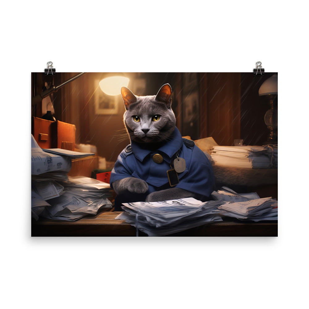 Russian Blue Mail Carrier Photo paper poster - PosterfyAI.com