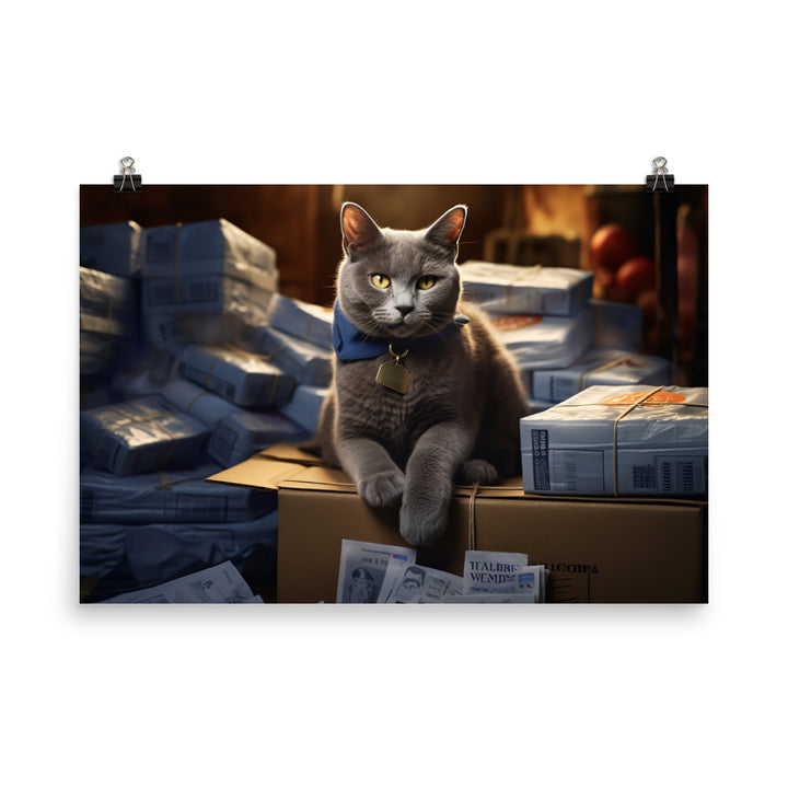 Russian Blue Mail Carrier Photo paper poster - PosterfyAI.com