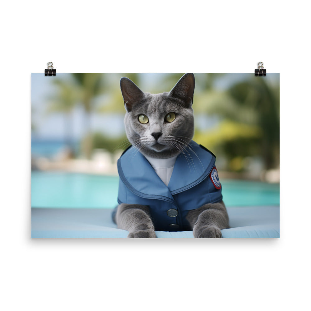 Russian Blue Lifeguard Photo paper poster - PosterfyAI.com