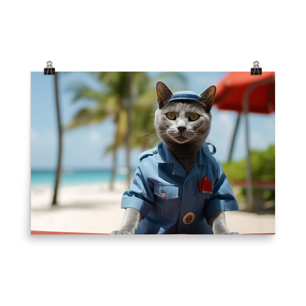 Russian Blue Lifeguard Photo paper poster - PosterfyAI.com