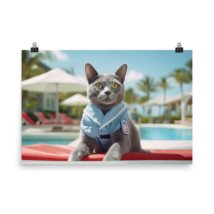 Russian Blue Lifeguard Photo paper poster - PosterfyAI.com