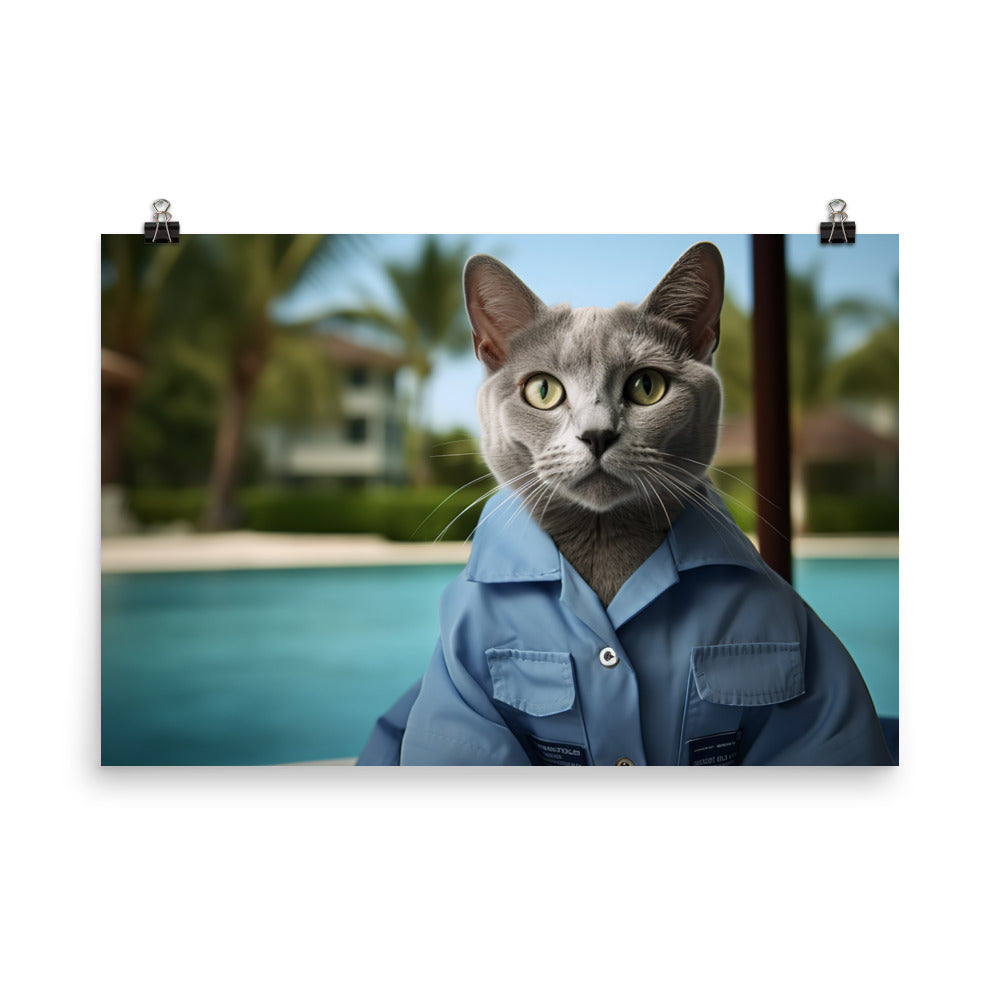 Russian Blue Lifeguard Photo paper poster - PosterfyAI.com