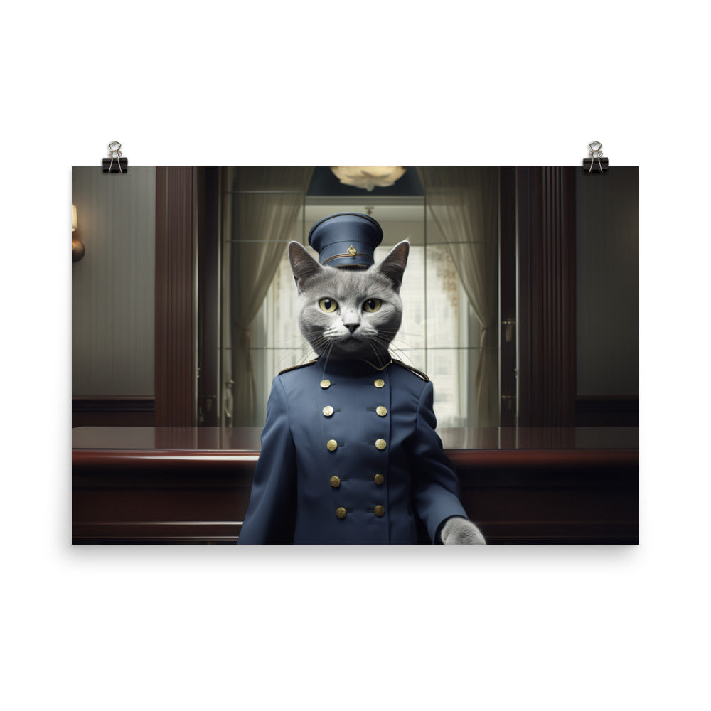 Russian Blue Hotel Staff Photo paper poster - PosterfyAI.com