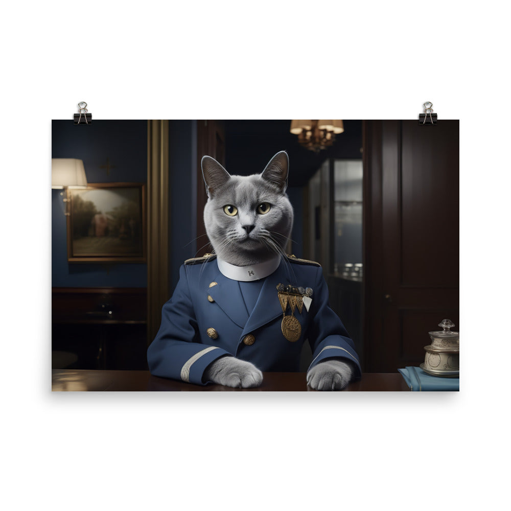 Russian Blue Hotel Staff Photo paper poster - PosterfyAI.com