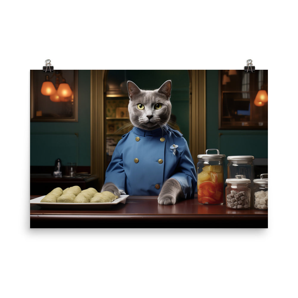 Russian Blue Fast Food Crew Photo paper poster - PosterfyAI.com