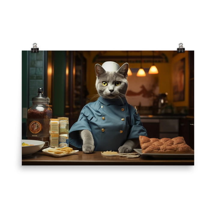 Russian Blue Fast Food Crew Photo paper poster - PosterfyAI.com