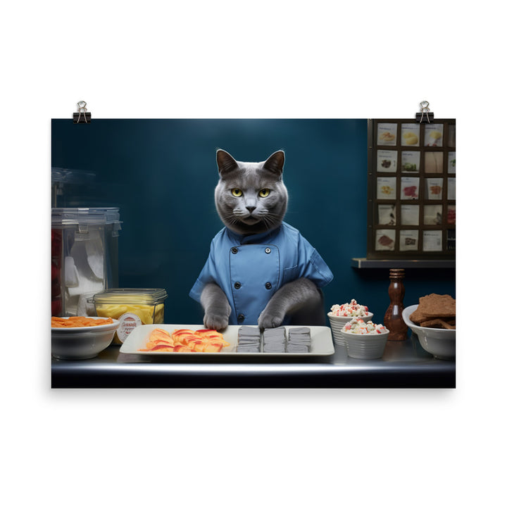 Russian Blue Fast Food Crew Photo paper poster - PosterfyAI.com