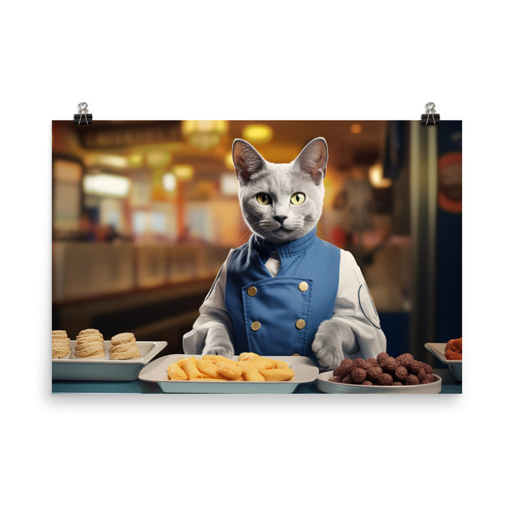 Russian Blue Fast Food Crew Photo paper poster - PosterfyAI.com