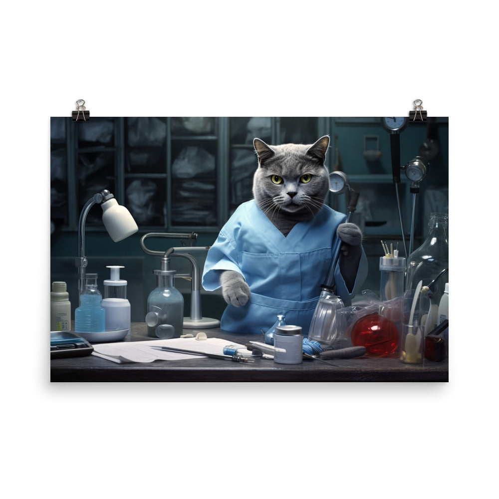 Russian Blue Doctor Photo paper poster - PosterfyAI.com