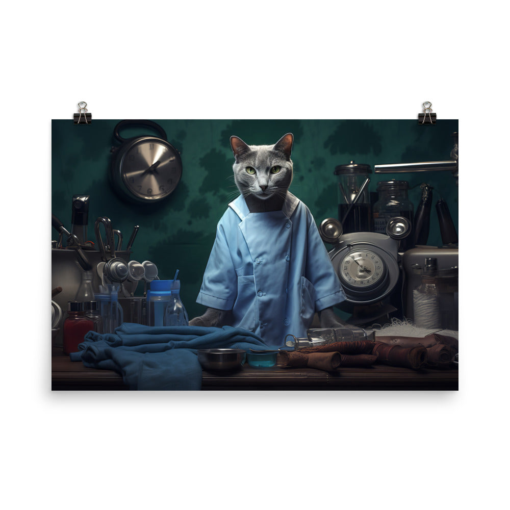 Russian Blue Doctor Photo paper poster - PosterfyAI.com