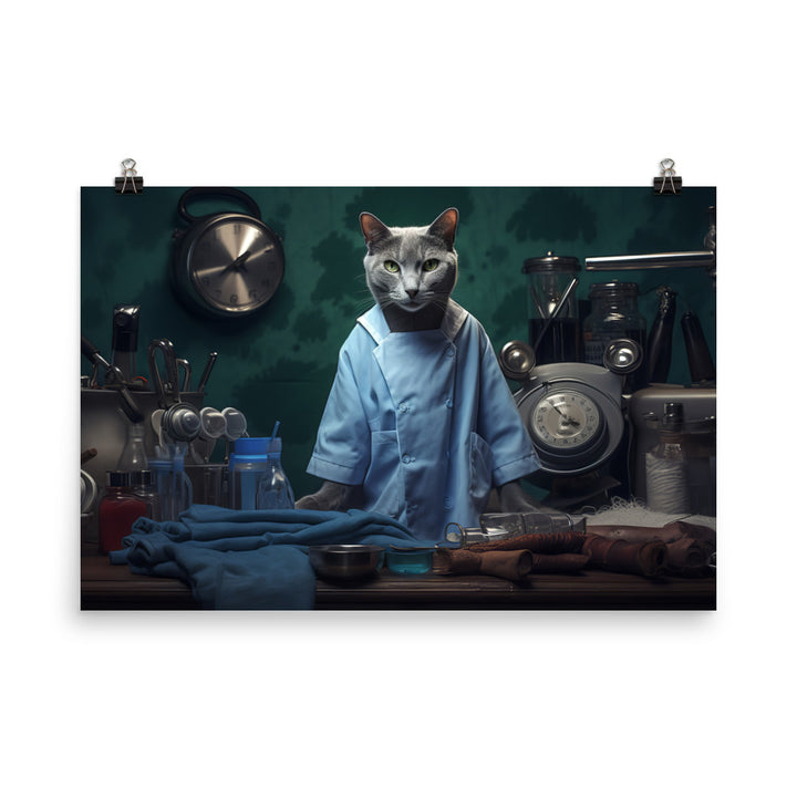 Russian Blue Doctor Photo paper poster - PosterfyAI.com