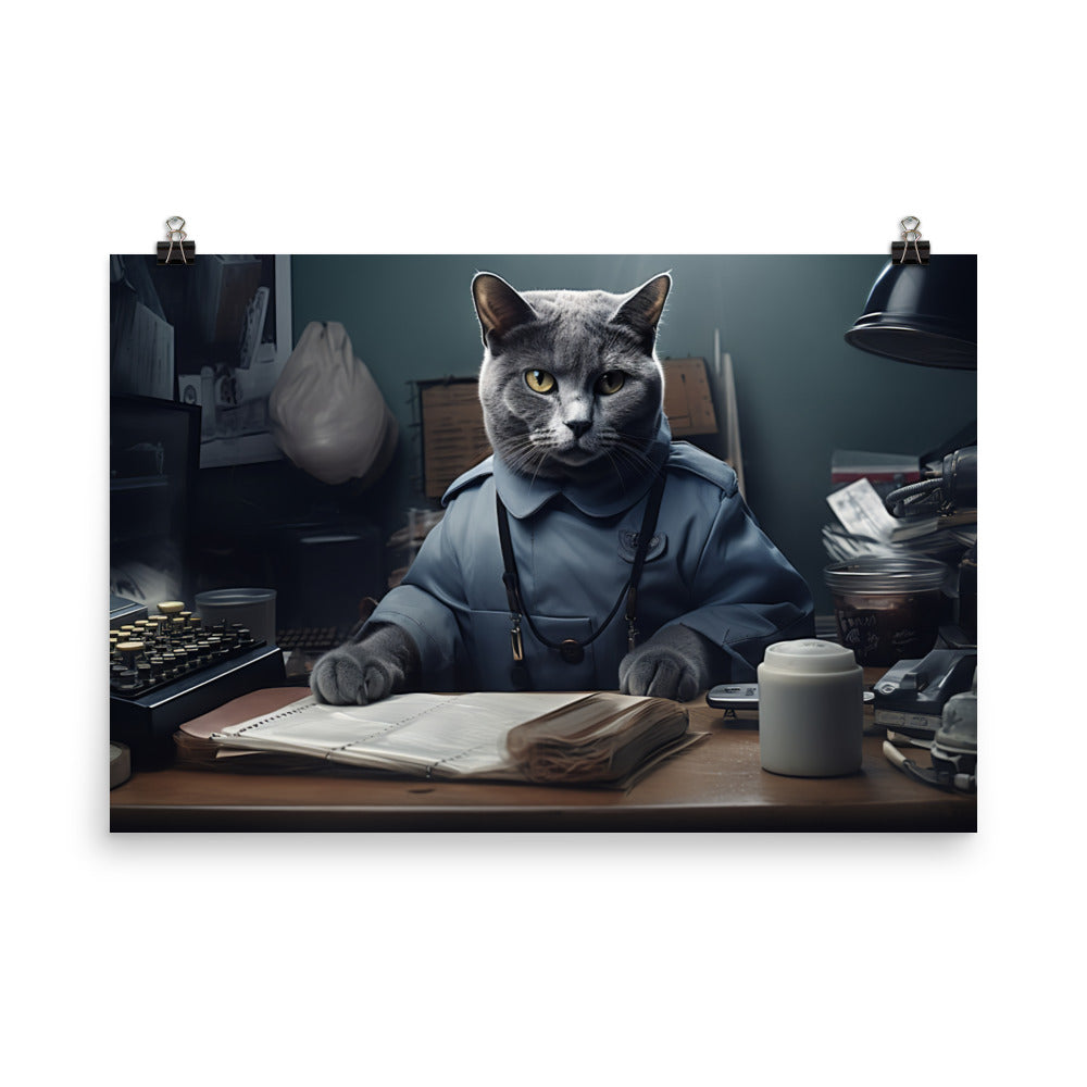 Russian Blue Doctor Photo paper poster - PosterfyAI.com