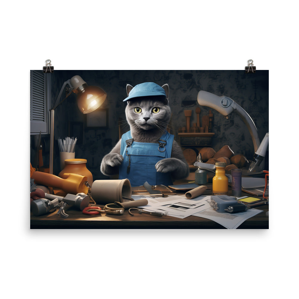 Russian Blue Contractor Photo paper poster - PosterfyAI.com