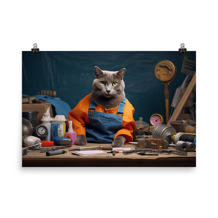 Russian Blue Contractor Photo paper poster - PosterfyAI.com