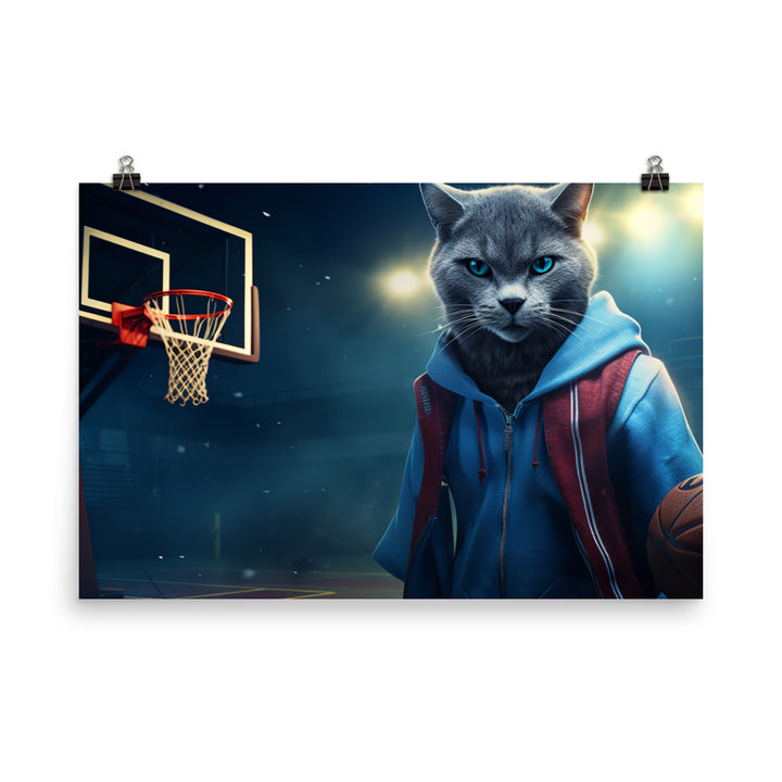 Russian Blue Basketball Photo paper poster - PosterfyAI.com