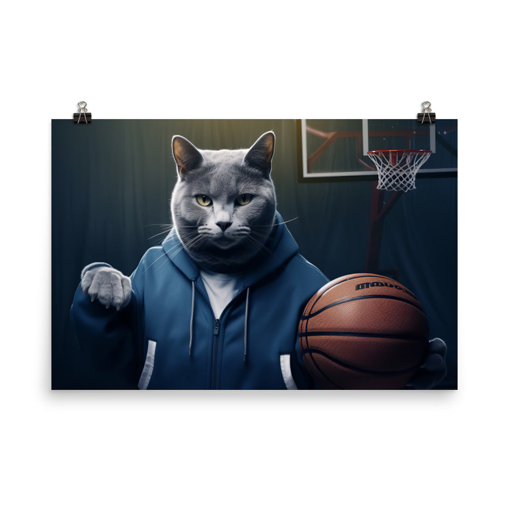 Russian Blue Basketball Photo paper poster - PosterfyAI.com