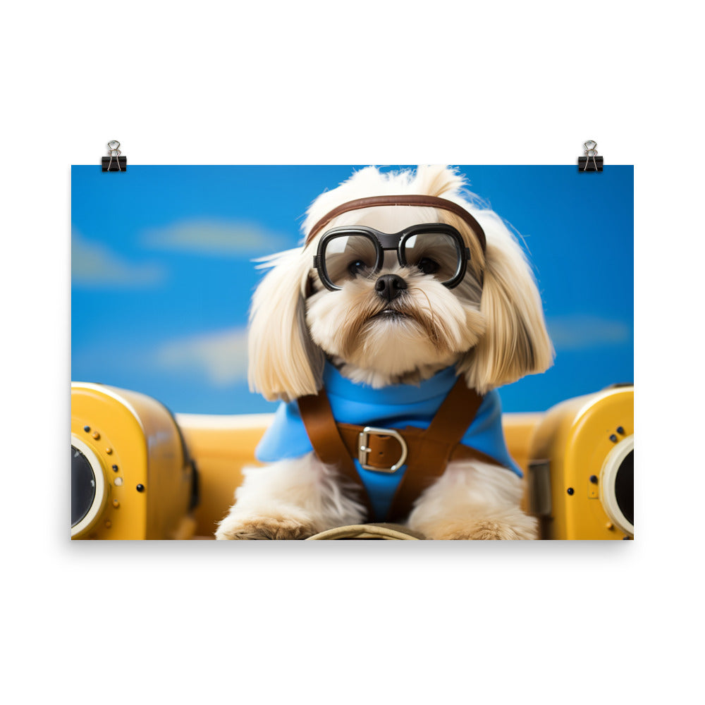 Lhasa Apso Pilot Officer Photo paper poster - PosterfyAI.com