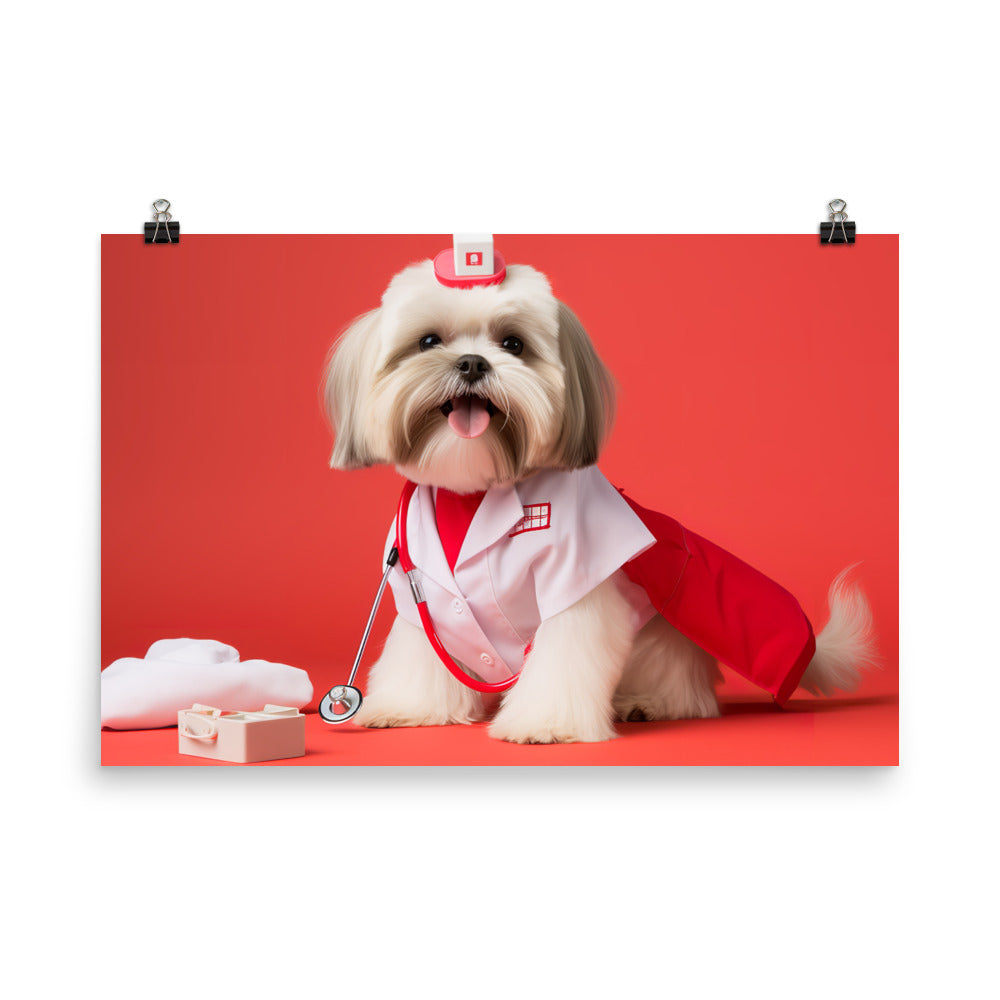 Lhasa Apso Nurse Photo paper poster - PosterfyAI.com