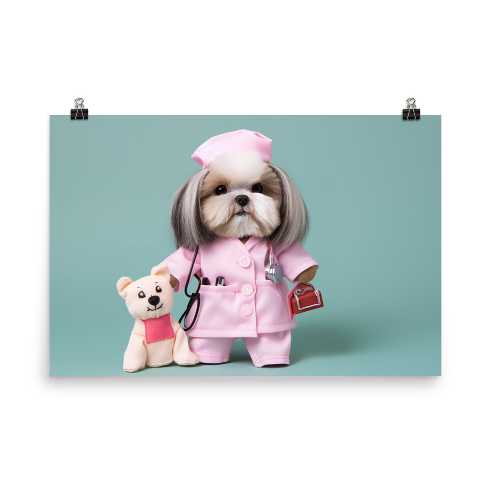 Lhasa Apso Nurse Photo paper poster - PosterfyAI.com