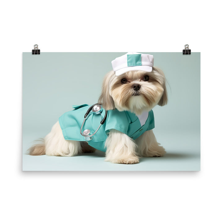 Lhasa Apso Nurse Photo paper poster - PosterfyAI.com