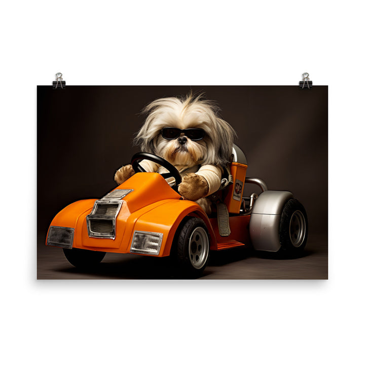 Lhasa Apso Motorsport Athlete Photo paper poster - PosterfyAI.com