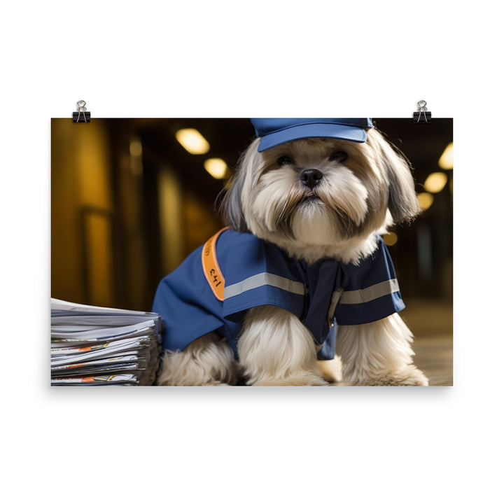 Lhasa Apso Mail Carrier Photo paper poster - PosterfyAI.com