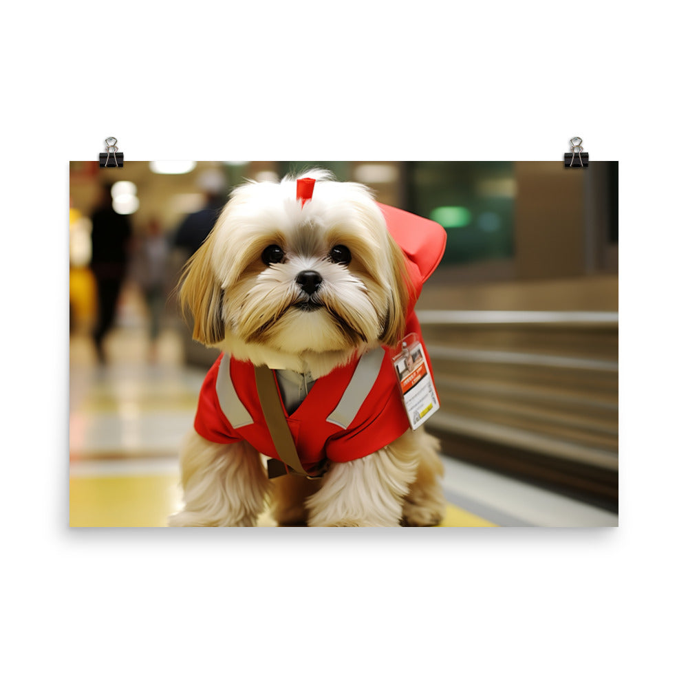 Lhasa Apso Mail Carrier Photo paper poster - PosterfyAI.com