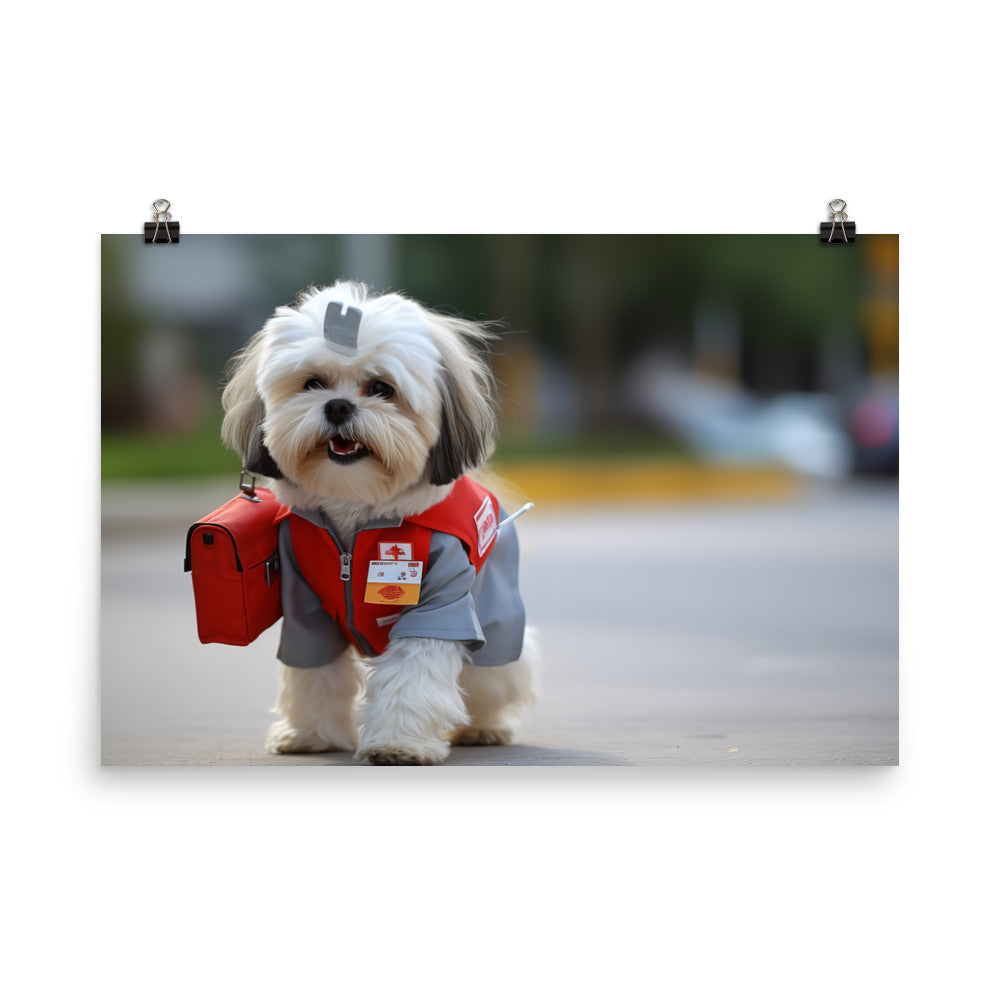 Lhasa Apso Mail Carrier Photo paper poster - PosterfyAI.com