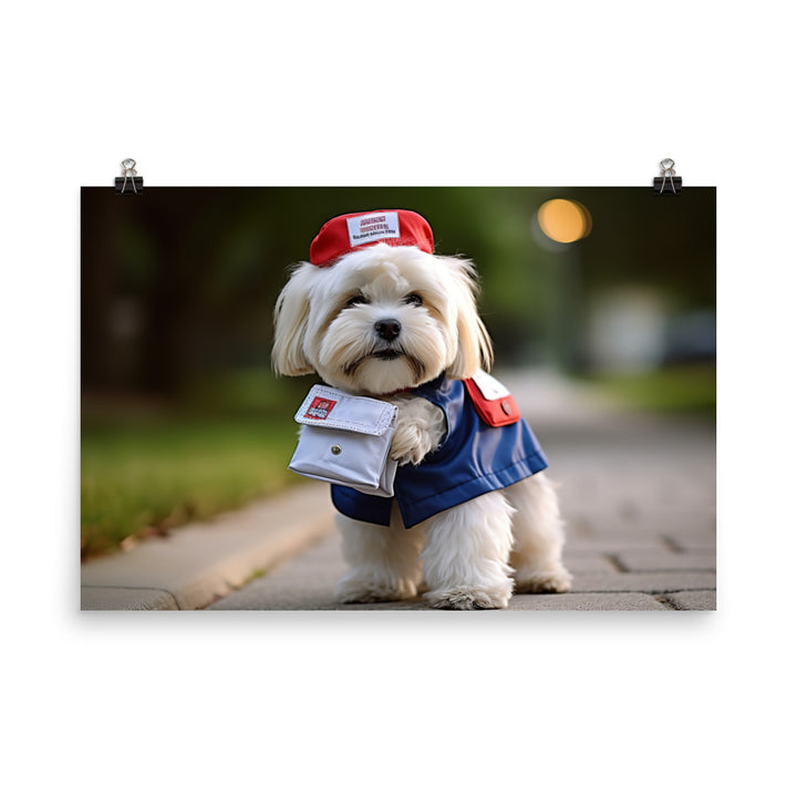 Lhasa Apso Mail Carrier Photo paper poster - PosterfyAI.com