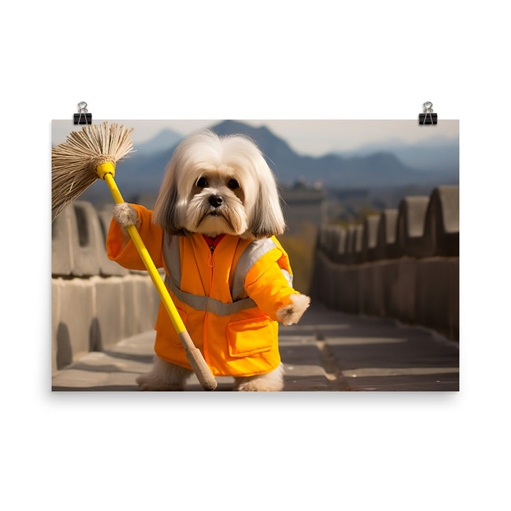 Lhasa Apso Janitor Photo paper poster - PosterfyAI.com