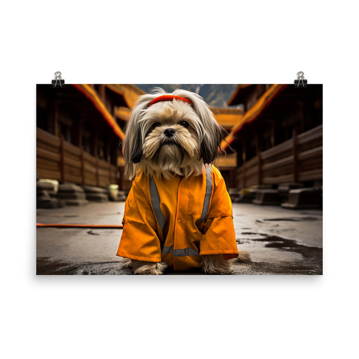 Lhasa Apso Janitor Photo paper poster - PosterfyAI.com