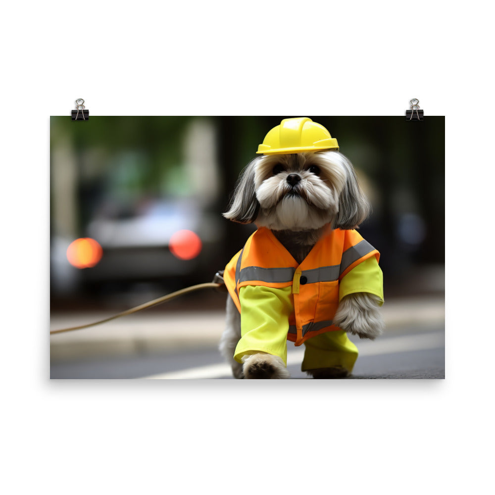 Lhasa Apso Janitor Photo paper poster - PosterfyAI.com