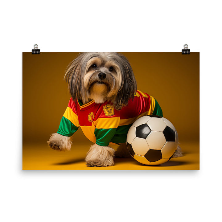 Lhasa Apso Football Player Photo paper poster - PosterfyAI.com