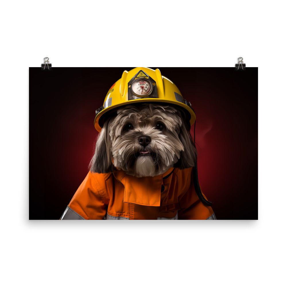 Lhasa Apso Firefighter Photo paper poster - PosterfyAI.com