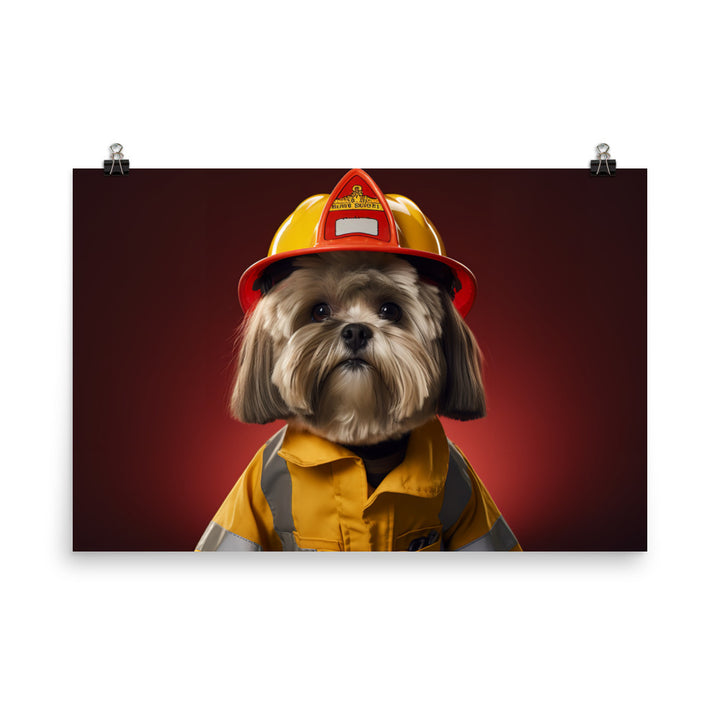 Lhasa Apso Firefighter Photo paper poster - PosterfyAI.com