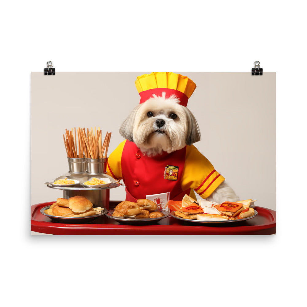 Lhasa Apso Fast Food Crew Photo paper poster - PosterfyAI.com