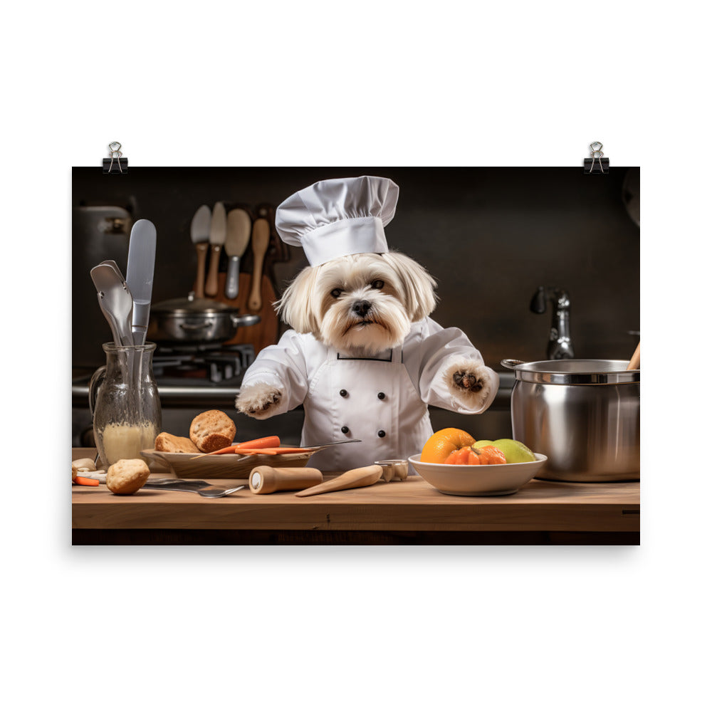 Lhasa Apso Chef Photo paper poster - PosterfyAI.com