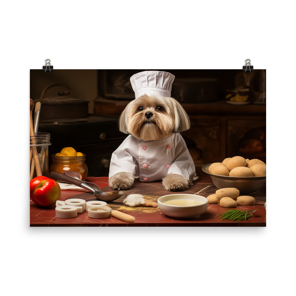 Lhasa Apso Chef Photo paper poster - PosterfyAI.com