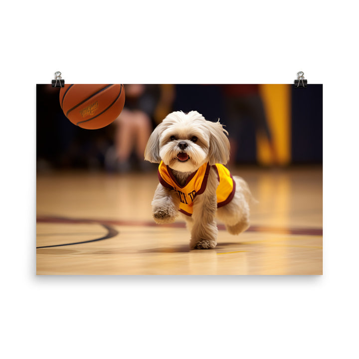 Lhasa Apso Basketball Player Photo paper poster - PosterfyAI.com