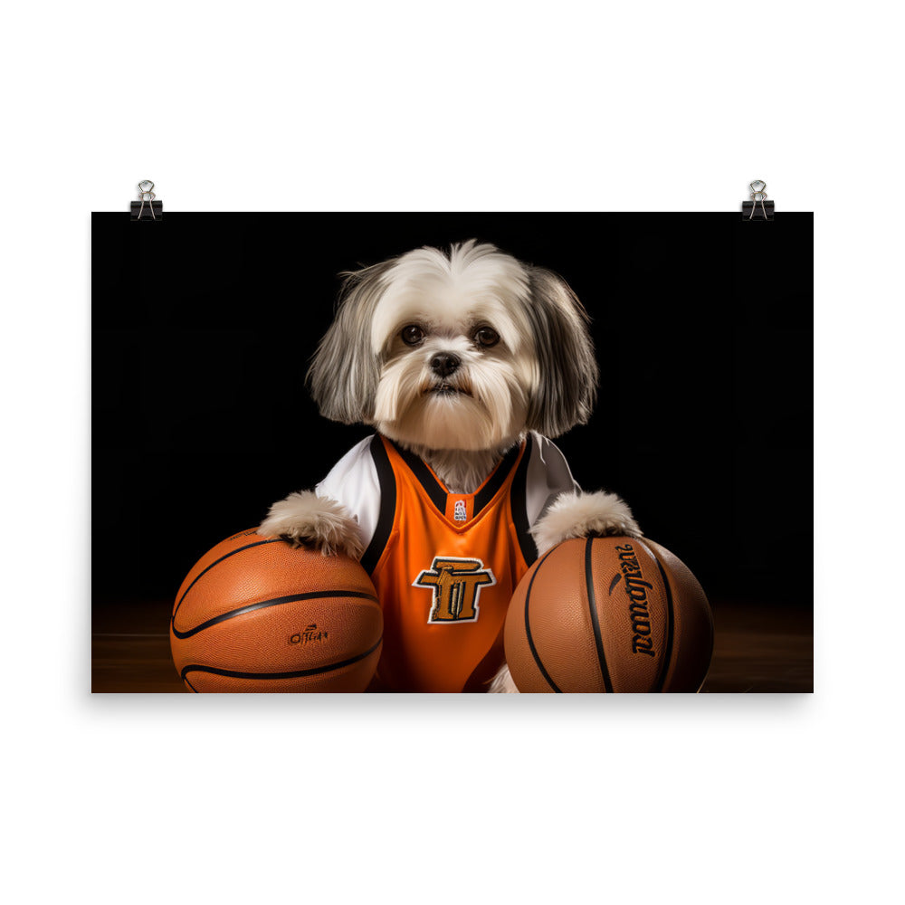 Lhasa Apso Basketball Player Photo paper poster - PosterfyAI.com